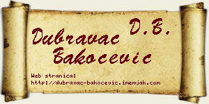 Dubravac Bakočević vizit kartica